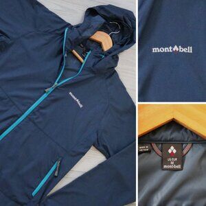 Montbell Women's M Navy Windbreaker Jacket Hooded Light Outdoors Hiking 2303124